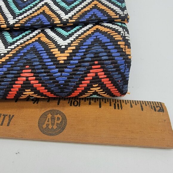 Jessica McClintock Bag Colorful Chevron Pattern Clutch Night Out Party Chain EUC - Picture 6 of 7